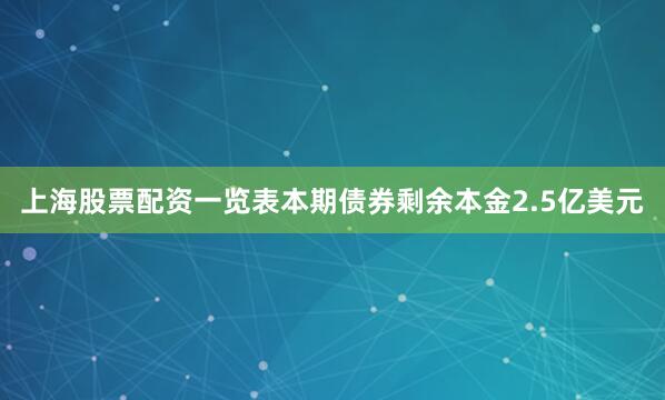 上海股票配资一览表本期债券剩余本金2.5亿美元